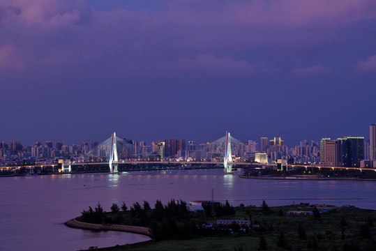 海口世纪大桥城市风光夜景