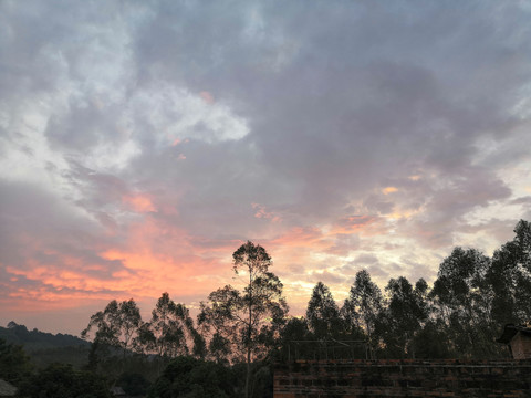 天空晚霞夕阳日出