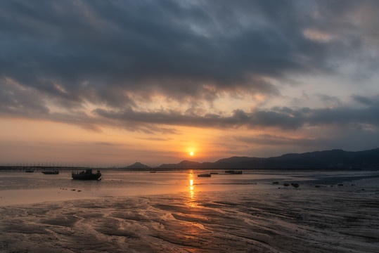 霞浦北兜海滩滩涂日出