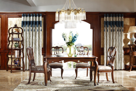 美式古典实木餐桌餐椅家具