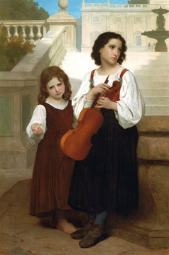 威廉·阿道夫·布格罗小提琴和女孩