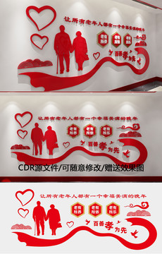 关爱老人社区文化墙