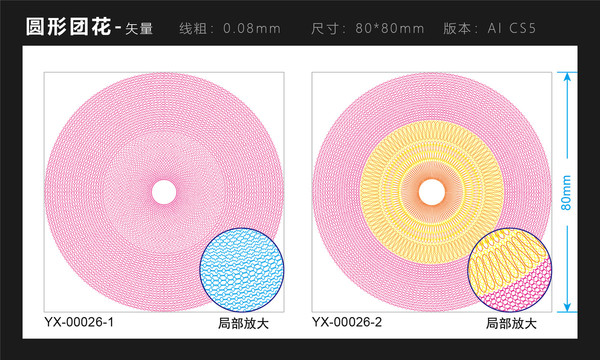 丝印烫金纹理圆形防伪超线团花