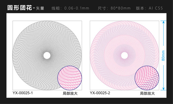 防伪团花圆形花纹标签证书底纹