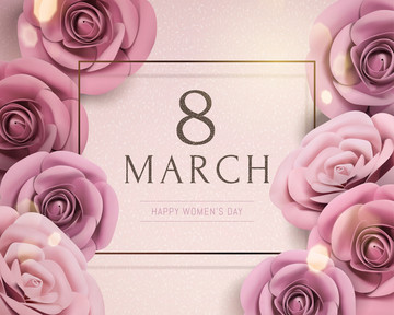 三月八号妇女节玫瑰纸花模板