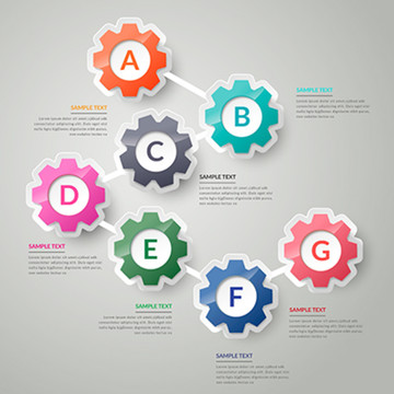 彩色齿轮信息图表