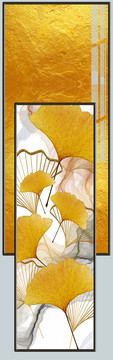 北欧轻奢银杏叶重叠装饰画平面图