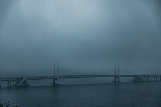 大连星海广场跨海大桥平流雾