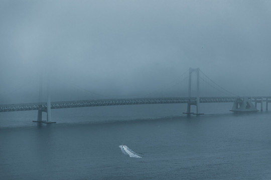 大连星海广场跨海大桥平流雾