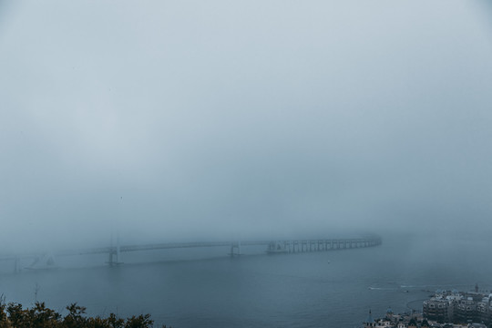 大连星海广场跨海大桥平流雾