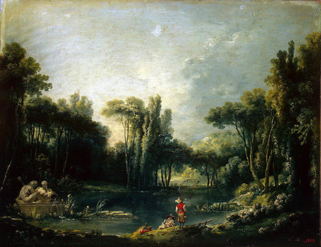 弗朗索瓦·布歇风景如画的池塘