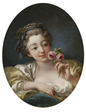弗朗索瓦·布歇一朵玫瑰的女孩