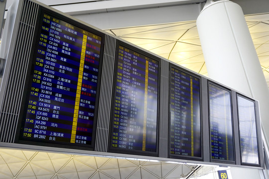 香港赤鱲角机场液晶信息栏