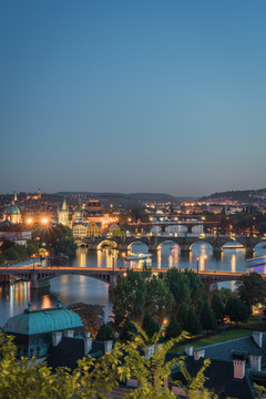 捷克布拉格老城黄昏夜景
