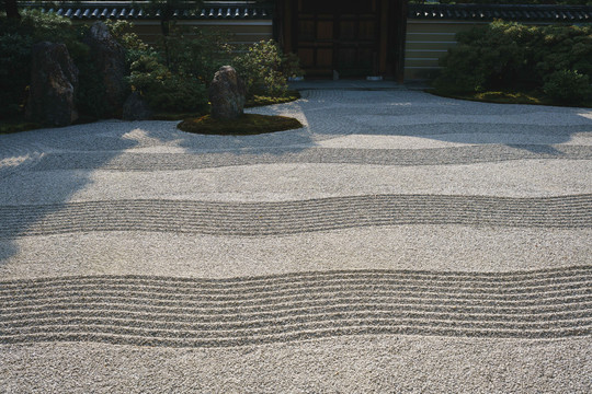 日本京都寺庙枯山水景观
