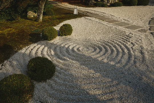 日本京都寺庙枯山水景观