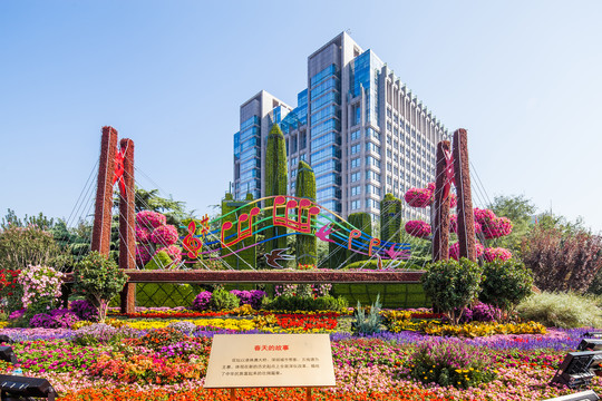 七十年大庆北京街头花坛