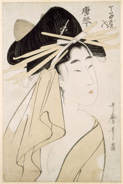 喜多川歌麿妓女Karakoto的肖像
