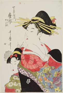 喜多川歌麿两个女人肖像