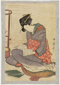 喜多川歌麿女人读一本书