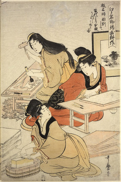 喜多川歌麿制作纸张的女工