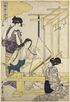 喜多川歌麿丝绸生产过程