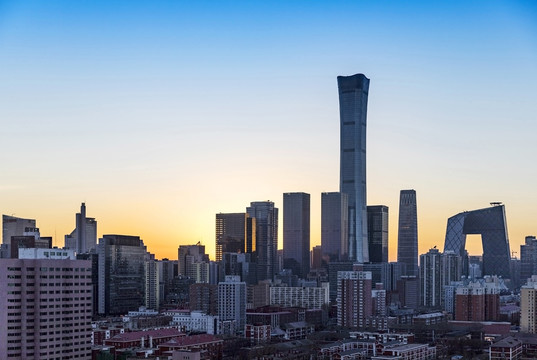 北京国贸CBD商业圈夜景