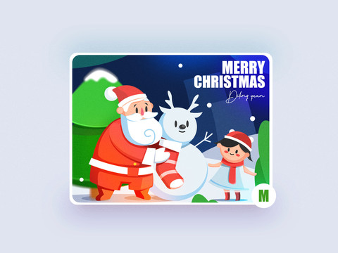 圣诞节日卡片圣诞老人系列插图