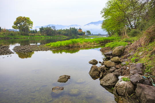 宁波海曙樟溪河风光