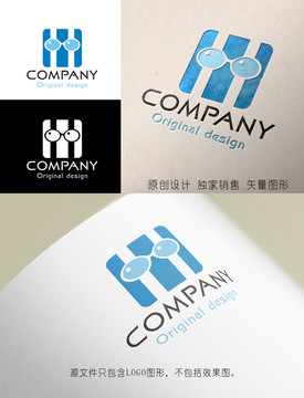 H字母logo眼镜logo