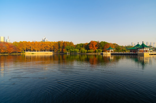 武汉东湖风景区深秋风光