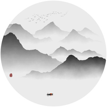 意境水墨山水装饰画