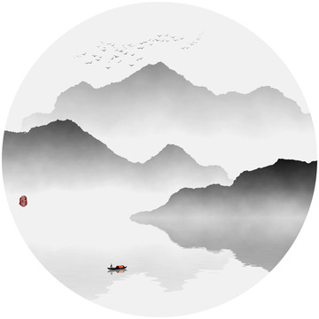 意境水墨山水画