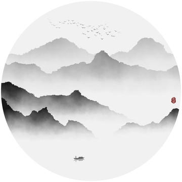 意境水墨山水装饰画