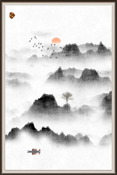 新中式山水壁画