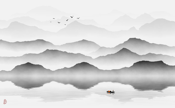 水墨山水装饰画