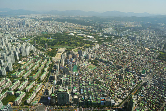 俯拍韩国首尔奥林匹克公园