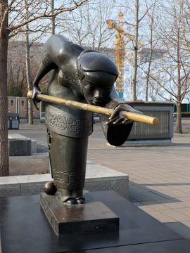 奥林匹克打台球雕塑