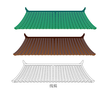 中式屋檐矢量