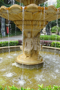欧式风格喷泉天使雕塑