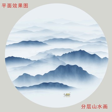 新中式禅意山水玄关装饰画