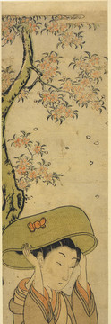 礒田湖龙斋一个女孩走在盛开的樱花下