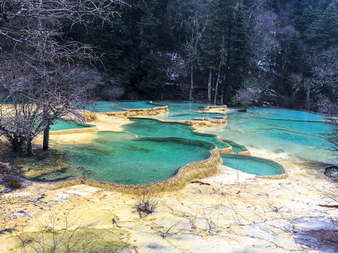 四川高原湿地黄龙五彩池