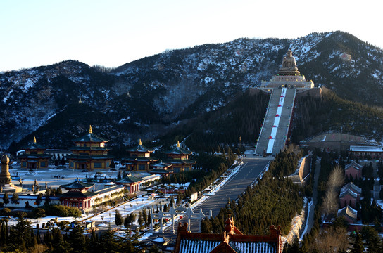 雪后的烟台南山大佛