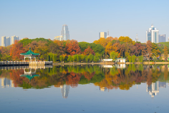 武汉东湖风景区深秋风光