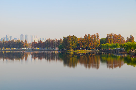 武汉东湖风景区深秋风光