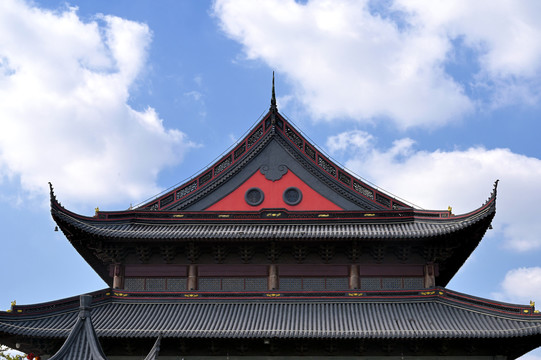 中国寺庙仿古建筑屋顶特写