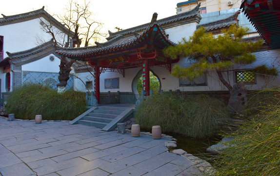 中式园林庭院背景