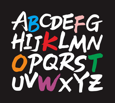 26字母大写书法字体矢量