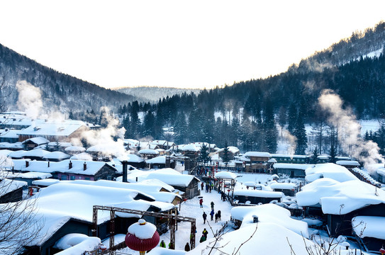 雪乡晨炊